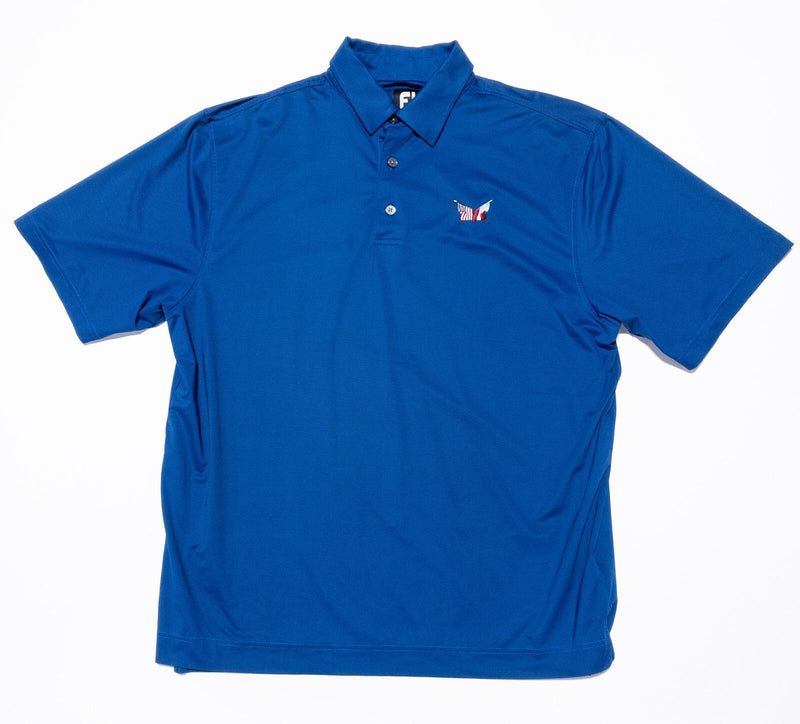 FootJoy Golf Polo Shirt Men's XL Blue Flag Logo Wicking Stretch Performance