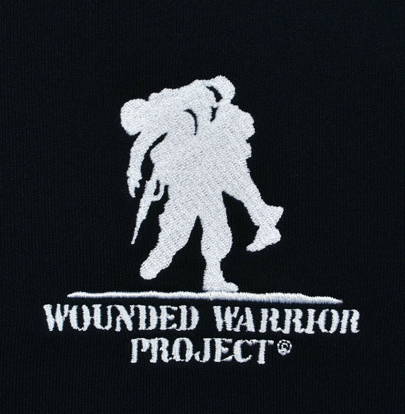 Wounded Warrior Project Men's Medium Regular Under Armor Solid Black Polo Shirt