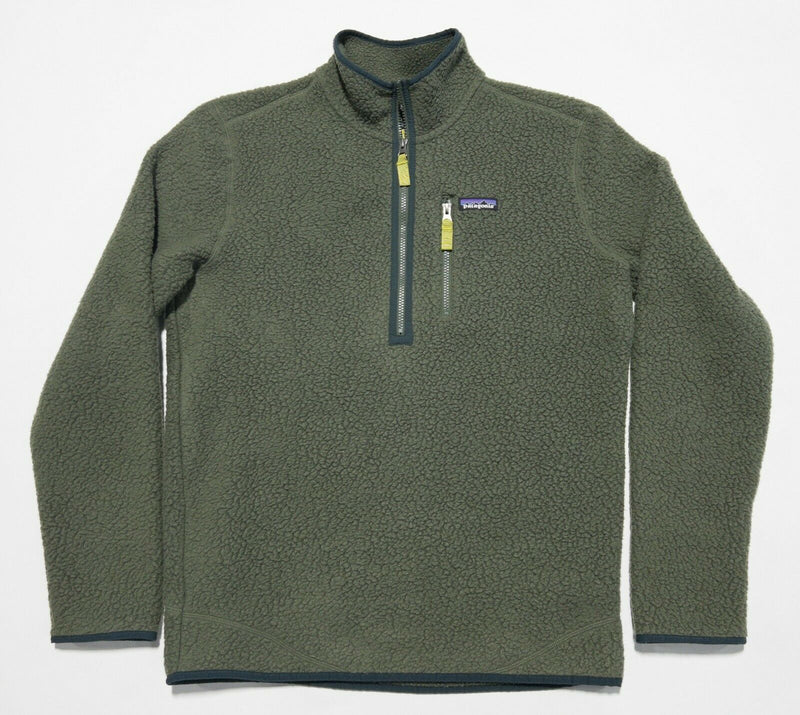 Patagonia Men's Medium Retro Pile Fleece 1/4 Zip Green Fuzzy Pullover Jacket