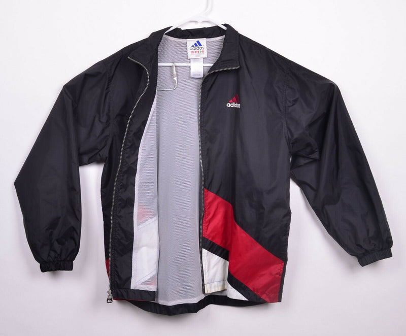 Vintage 90s Adidas Men's XL Big Logo Black Red White Full Zip Windbreaker Jacket