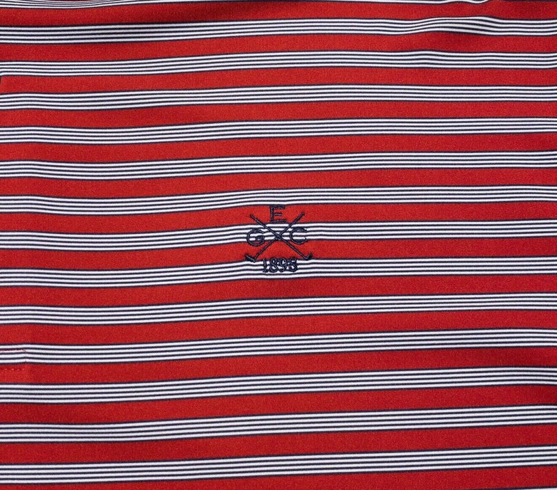 FootJoy Large Golf Shirt Men's Polo Red Striped Wicking Stretch Performance