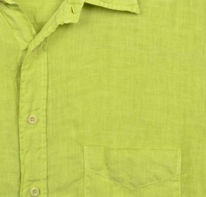 Paul & Shark Yachting Men's Large 100% Linen Lime Green Made in Italy Shirt