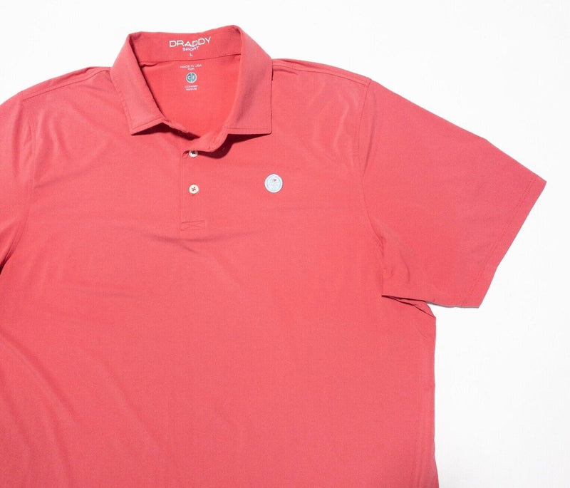 B. Draddy Sport Shirt Men's Large Golf Polo Pink Conway Farms Wicking Stretch