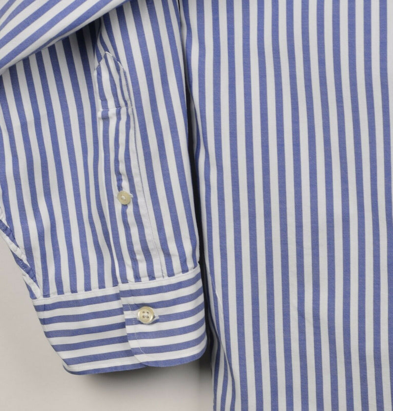 Polo Ralph Lauren Men's 5XB (5XL Big) Blue White Striped Button-Down Shirt