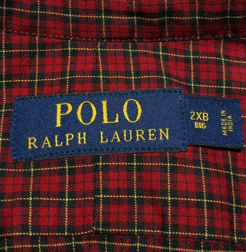 Polo Ralph Lauren Shirt Men's 2XB (2XL Big) Red Plaid Button-Front Pony
