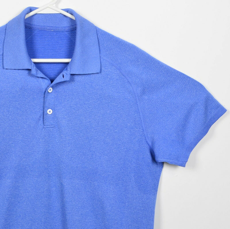 Lululemon Men's Large Heather Blue Athleisure Vented Stretch Wicking Polo Shirt