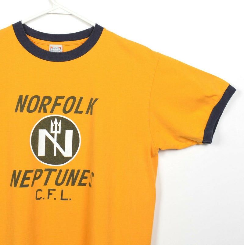 Ebbets Field Flannels Men's Large Norfolk Neptunes Yellow Retro Ringer T-Shirt
