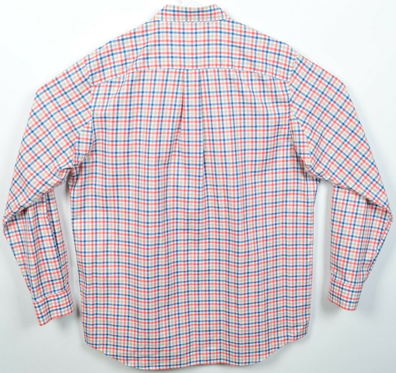 Duluth Trading Co. Men's XLT Trim Fit Orange Blue Check Button-Down Shirt