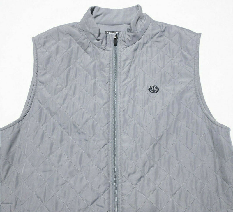 Straight Down Puffer Vest Gray Full Zip Quilted Golf Wisconsin Club Men's Medium