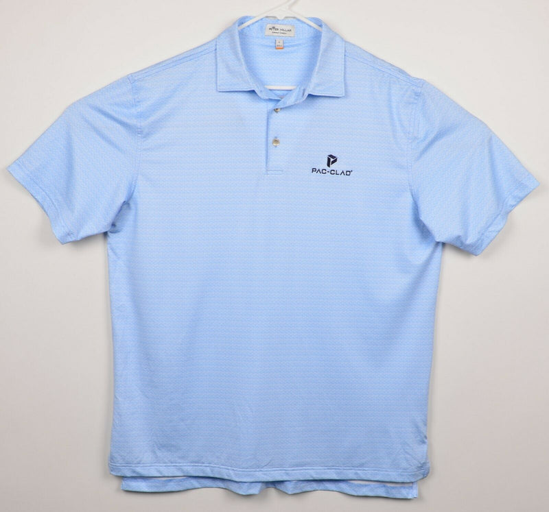 Peter Millar Summer Comfort Men's Large Blue Geometric Golf Tees Polo Shirt