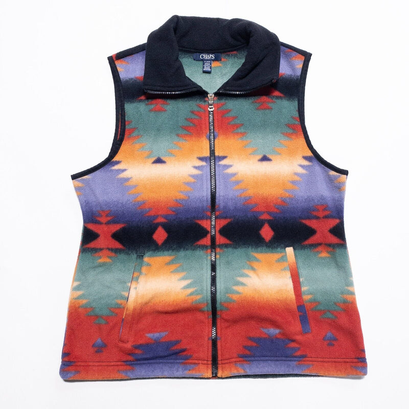 Chaps Aztec Fleece Vest Women's Petite Large Southwest Full Zip Ralph Lauren