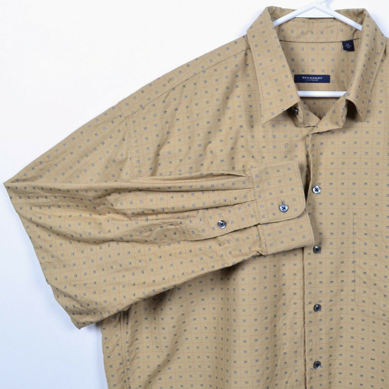 Vintage 90s Burberry London Men's XL Brown Check USA Button-Front Shirt