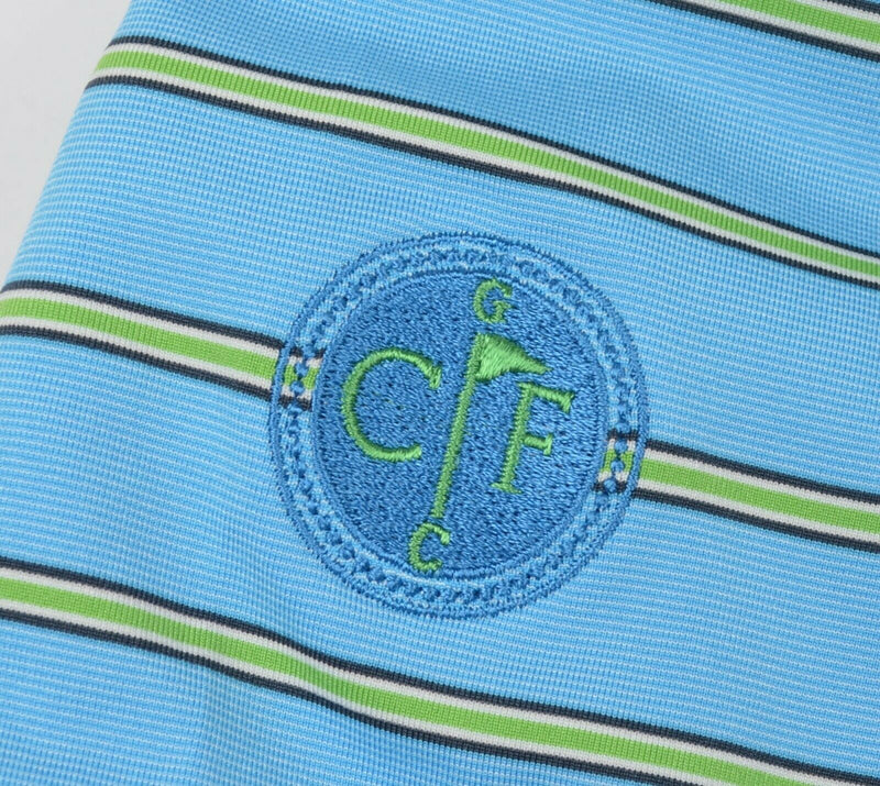 Turtleson Tour Performance Men's 2XL Blue Yellow Striped Wicking Golf Polo Shirt