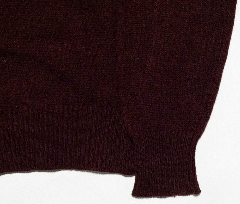 Polo Ralph Lauren Men's Medium 100% Lambswool Maroon Red Collared Sweater