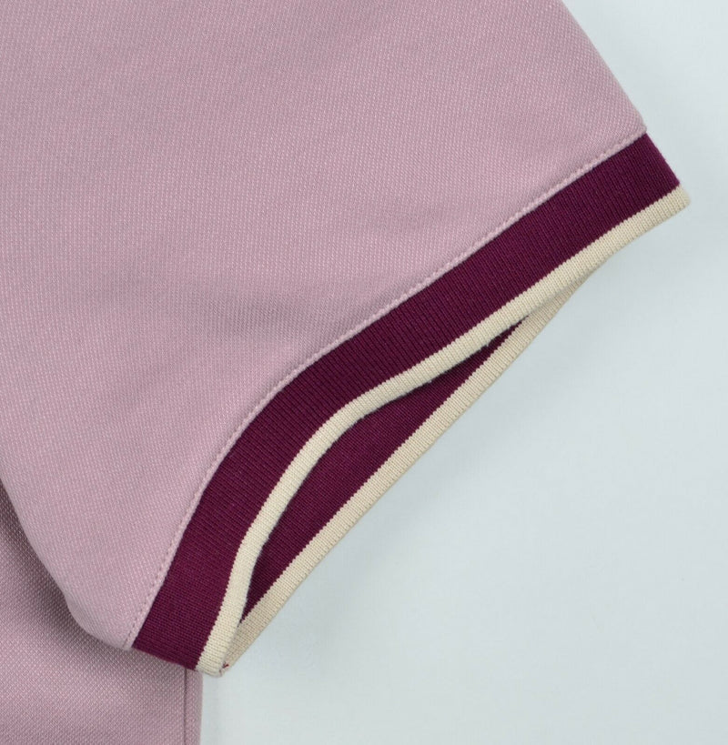 Ted Baker London Men's Sz 6 Pink Modal Polyester Contrast Collar S/S Polo Shirt