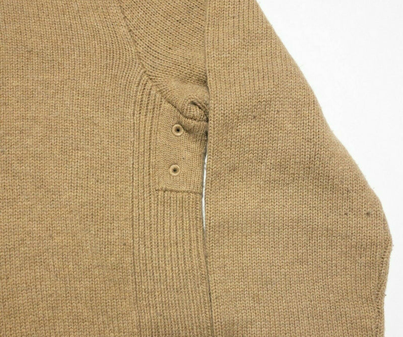 Polo Ralph Lauren Men's Small 100% Lambswool Tan 1/4 Zip Pullover Knit Sweater