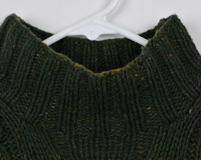 American Eagle Men's Large Donegal Cable-Knit Lambswool Green Irish Sweater