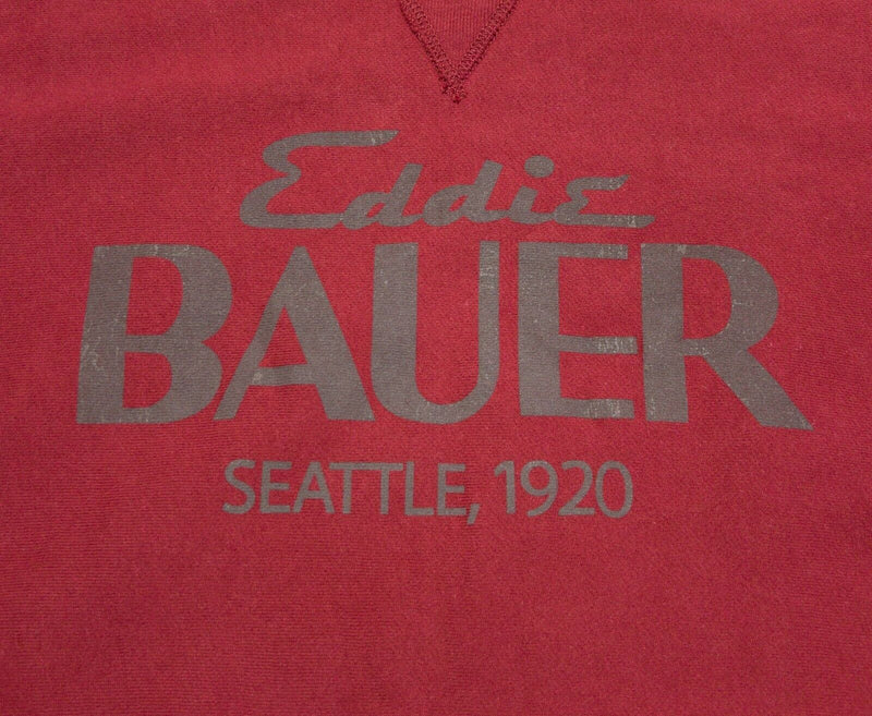 Eddie Bauer Men's Large Solid Red Logo Graphic Pullover Crew Neck Sweatshirt