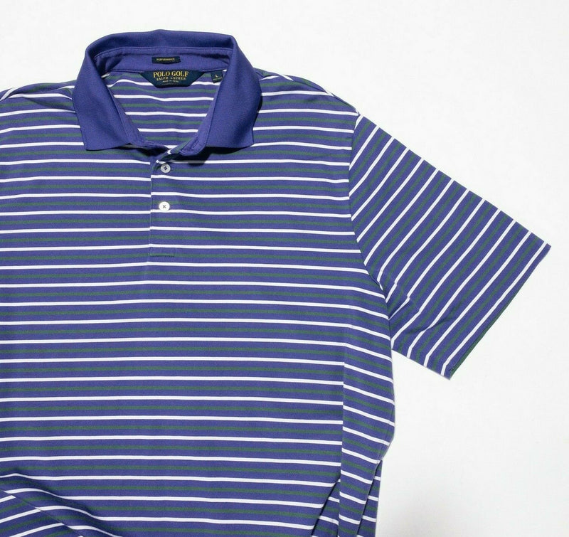Polo Golf Ralph Lauren Polo Shirt Large Men's Performance Purple Green Striped