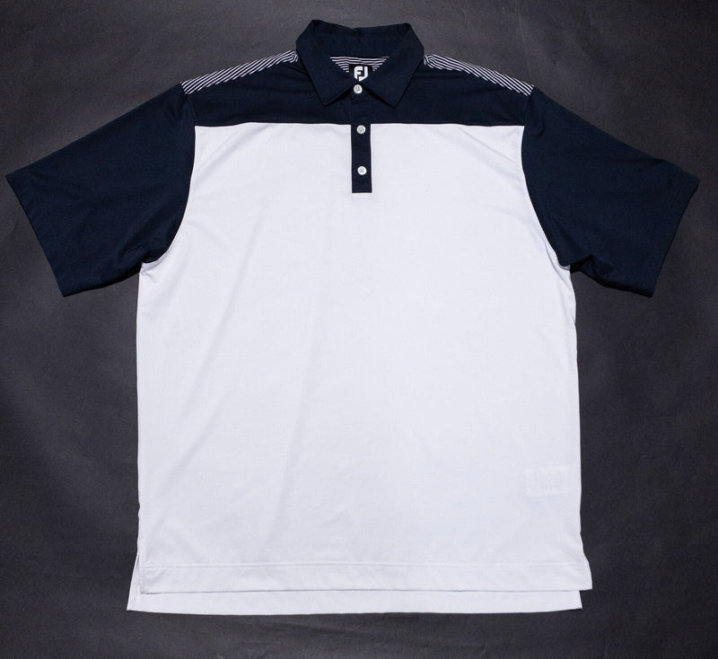 FootJoy Golf Shirt Men's XL White Black Colorblock Wicking Performance Polo