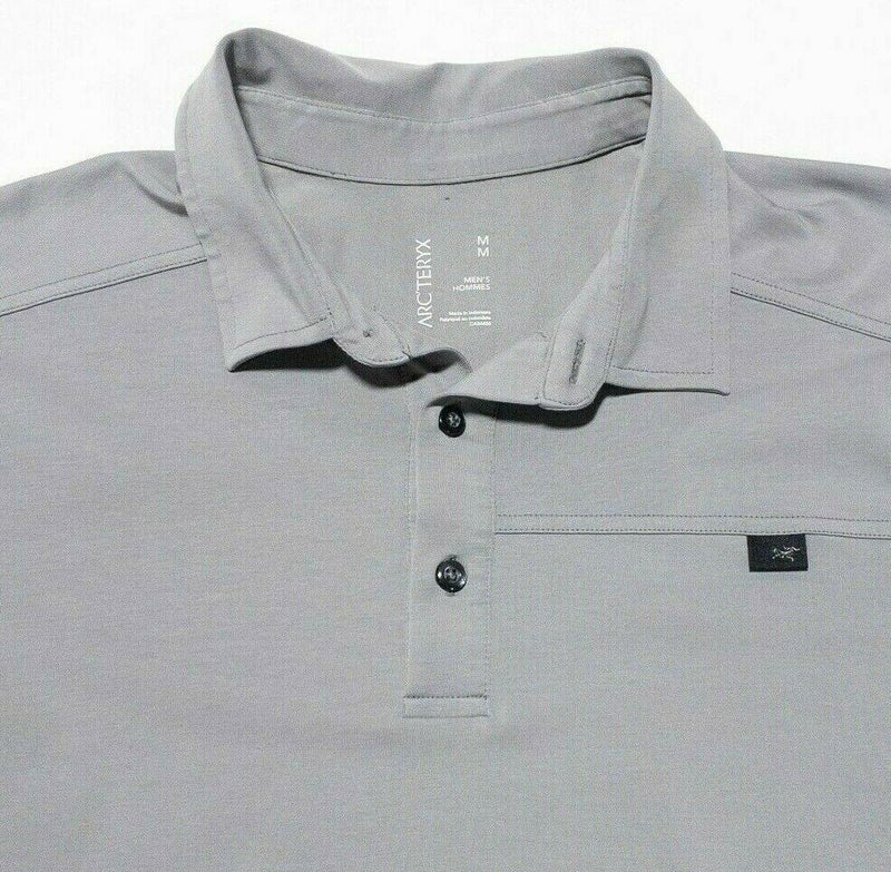 Arc'teryx Captive Polo Medium Men's Solid Gray Hiking Outdoor Cotton Poly Blend