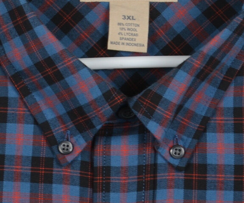 Duluth Trading Co Men's 3XL Cotton Wool Blend Blue Red Plaid Flannel Shirt