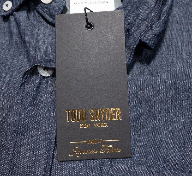 Todd Snyder Chambray Shirt Men's Large Indigo Beckham Short Sleeve Button-Down