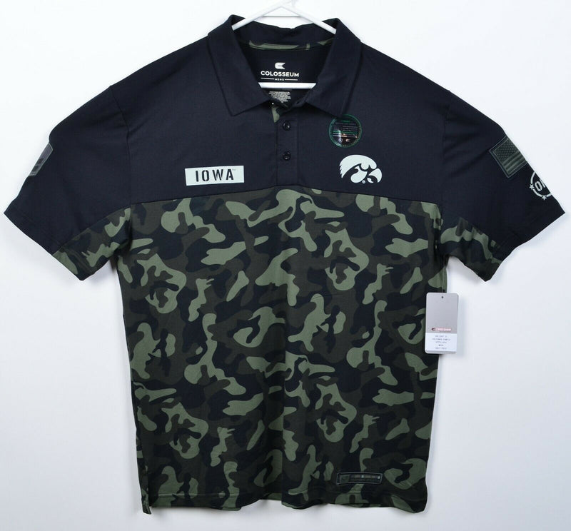 Iowa Hawkeyes Men's Large Camouflage Military OHT Colosseum Wicking Polo Shirt