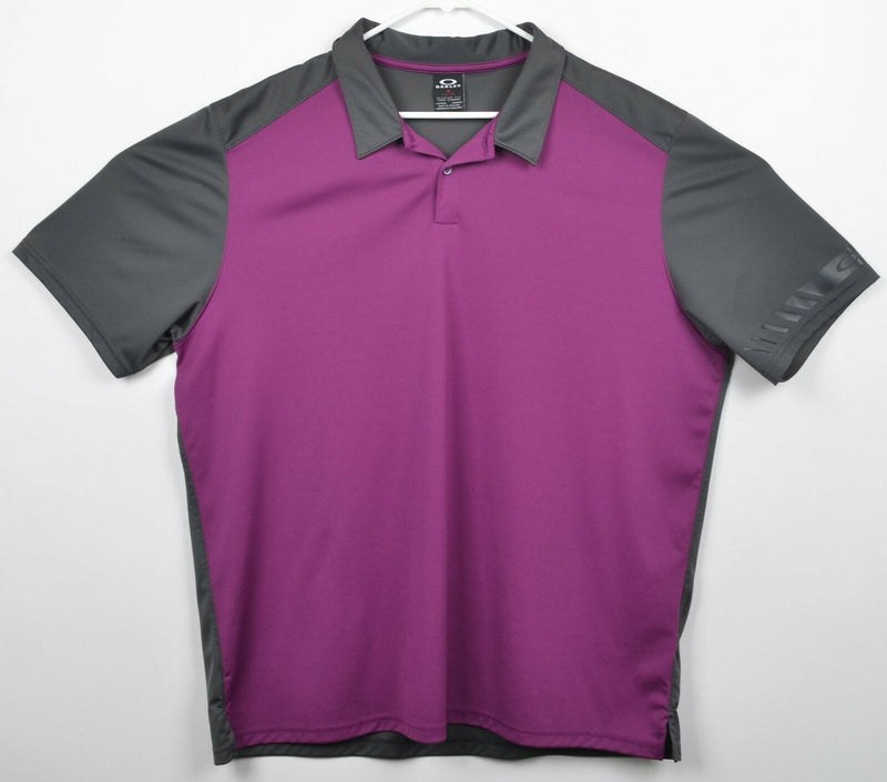 Oakley Men's Sz 2XL Purple Gray Two Tone Polyester Golf Polo Shirt