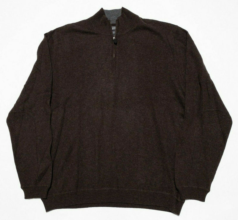 John W. Nordstrom JWN Men's XL 100% Cashmere Solid Brown 1/4 Zip Sweater