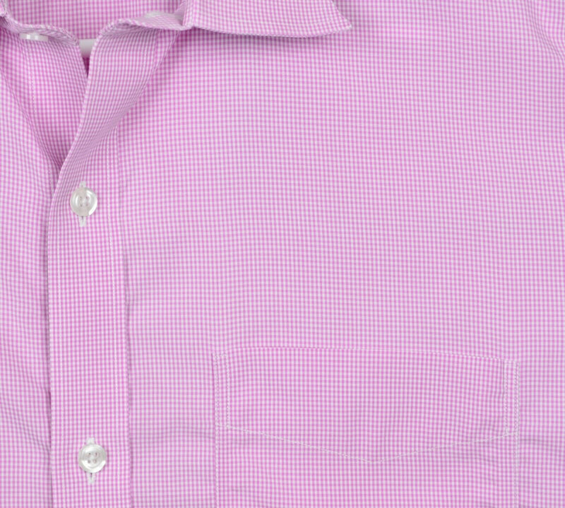 Bonobos Wrinkle-Free Men's Sz 16/35 Slim Pink Gingham Micro-Check Dress Shirt