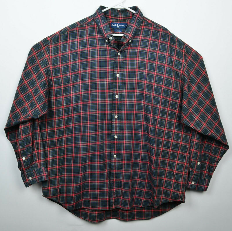 Polo Ralph Lauren Men's 2XL Red Green Tartan Plaid "Blake" Button-Down Shirt