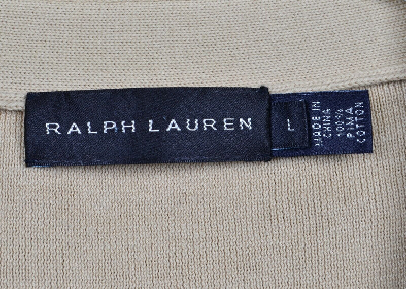 Ralph Lauren Black Label Men's Large Safari Military Tan Cardigan Sweater