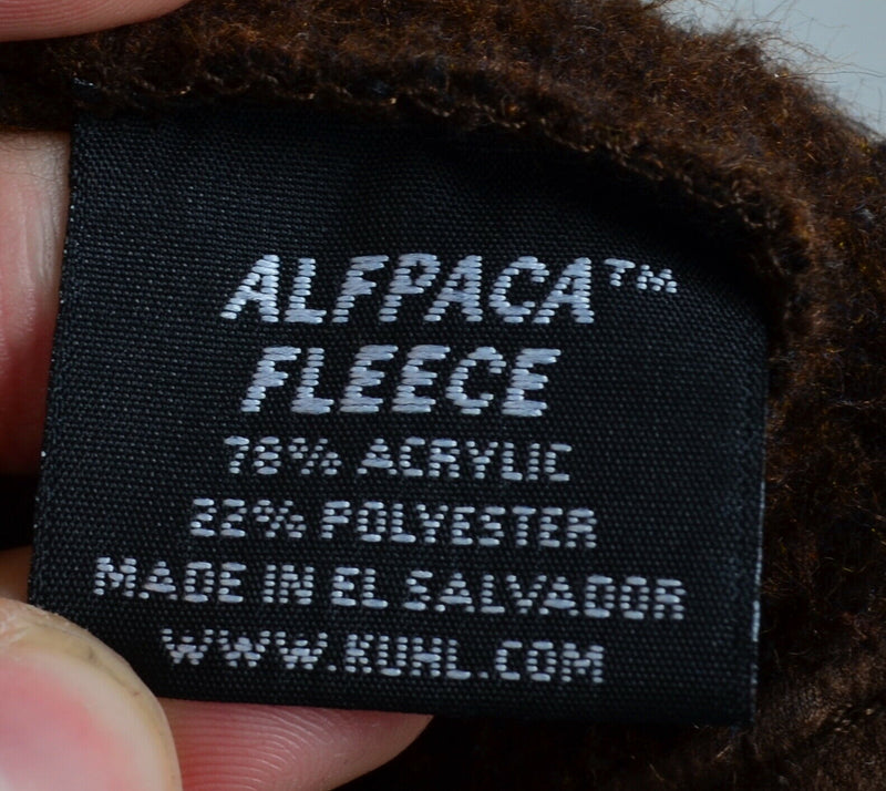 Kuhl Men's Sz Large Alfpaca Fleece Brown Thumbholes Collared Full Zip Jacket