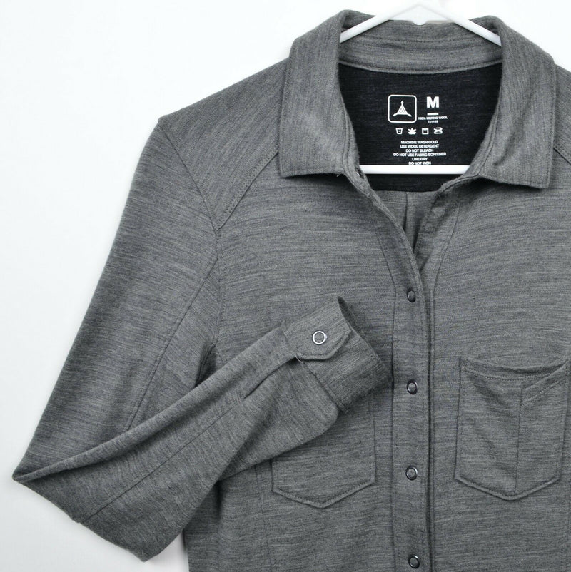 Triple Aught Design TAD Women's Medium 100% Merino Wool Snap-Front Gray Shirt