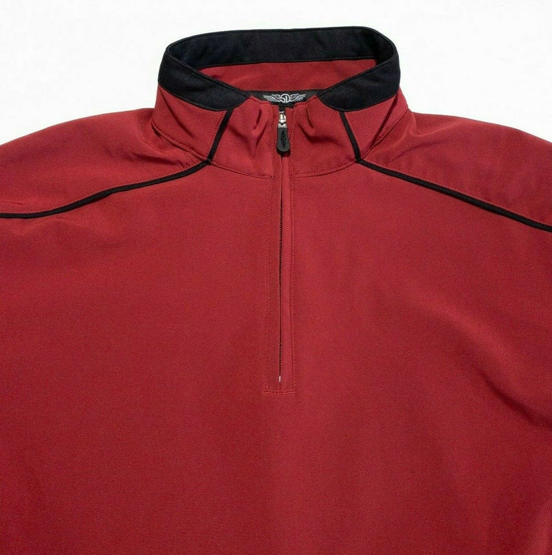 Straight Down Performance 1/4 Zip Jacket Golf Red Polyester Wicking Men's Medium