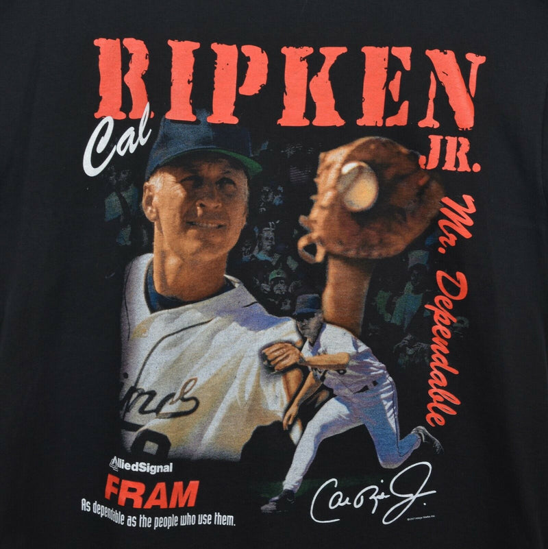 Vtg 1997 Cal Ripken Jr. Men's XL Black MLB Rap Tee Single Stitch Oneita T-Shirt