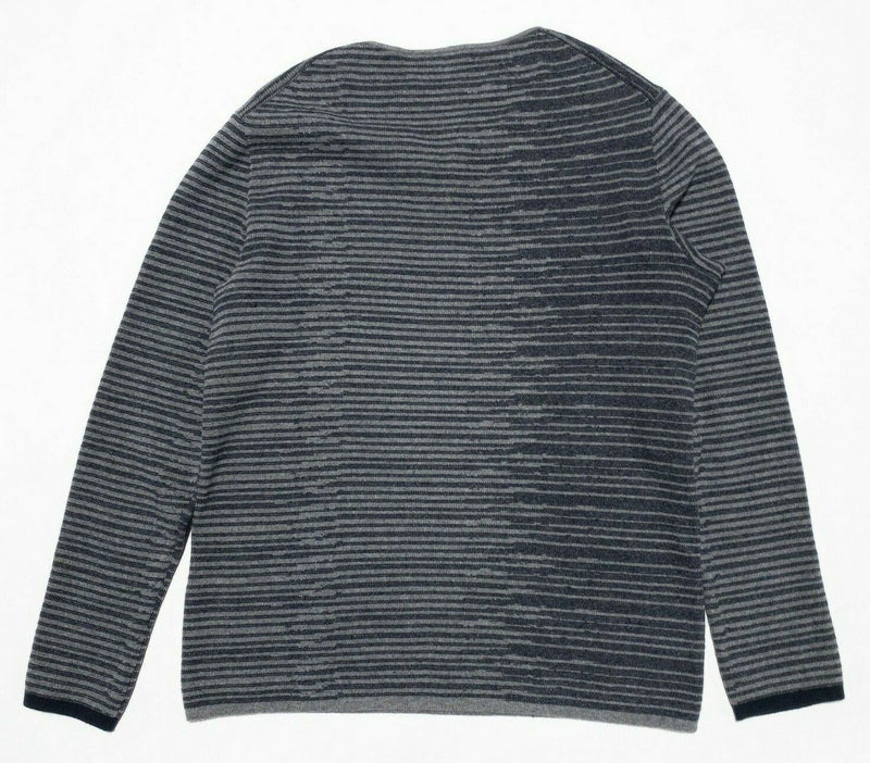Armani Exchange A|X Henley Sweater Cotton Wool Blend Striped Blue Men's large