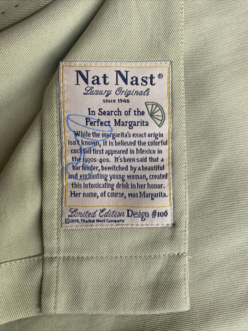 Nat Nast Men's Large Margarita Search Limited Edition Green Silk Hawaiian Shirt