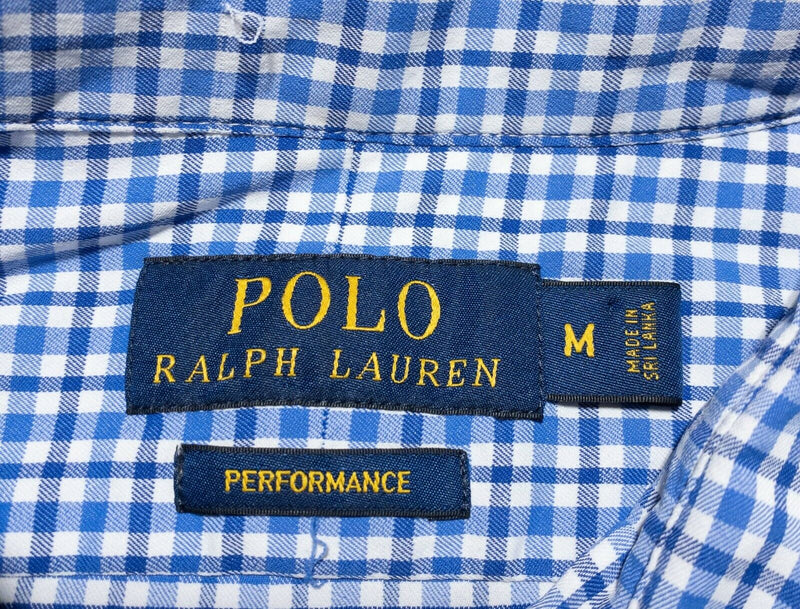 Polo Ralph Lauren Performance Dress Shirt Nylon Wicking Blue Check Men's Medium