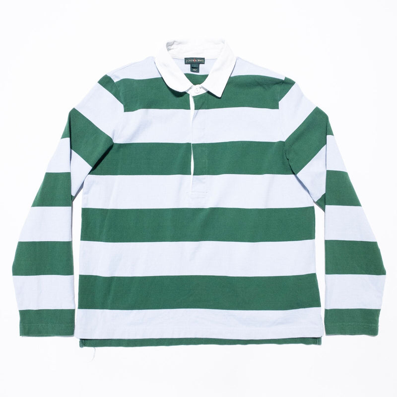 J. Crew Rugby Shirt Women's Large 1984 Rugby Green Striped Long Sleeve G8325