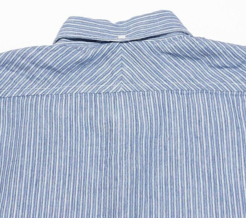 Billy Reid Shirt Men's Medium Slim Long Sleeve Italy Blue Striped Button-Down