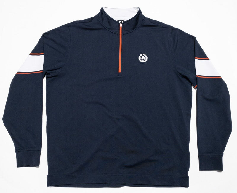 FootJoy Half-Zip Pullover Men's 2XL Golf Engineered Sleeve Stripe Half-Zip Navy