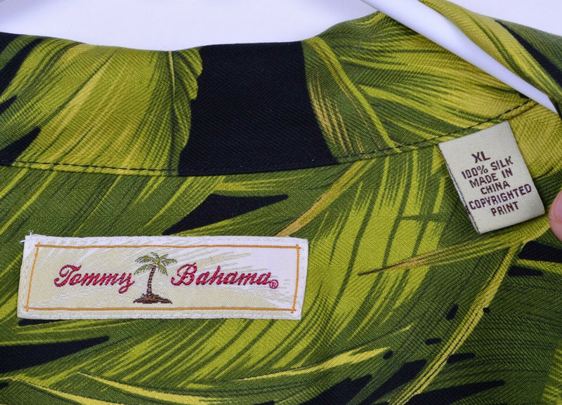 Tommy Bahama Men's Sz XL 100% Silk Rum Embroidered Floral Green Hawaiian Shirt