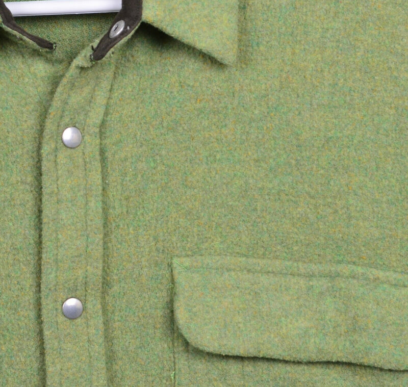 Choses Utiles Men's Large Useful Things Green Wool Blend Snap-Front Shirt