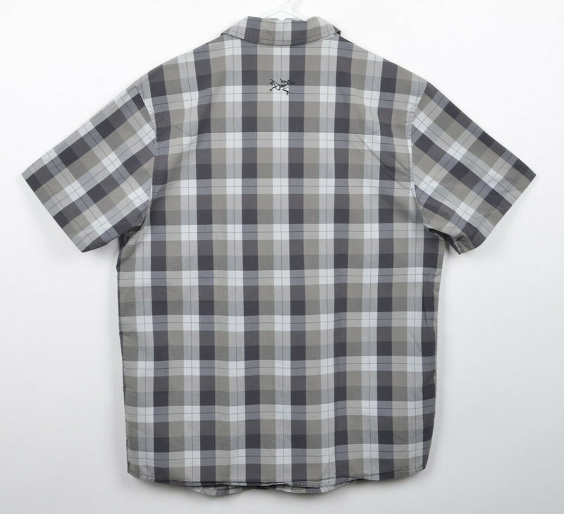 Arc'Teryx Men's Sz Medium Gray Plaid Cotton Poly Hiking Button-Front Shirt
