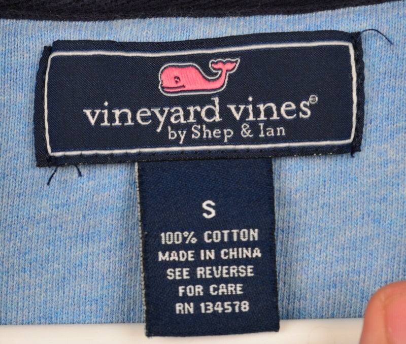 Vineyard Vines Men's Small 1/4 Zip Padded Shoulders Heather Blue Sweatshirt