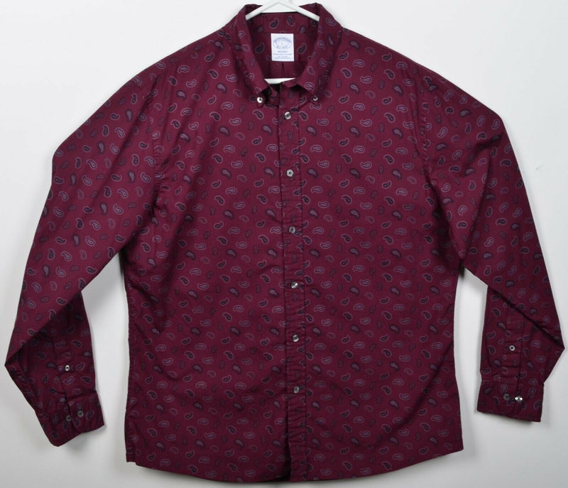 Brooks Brothers Men's Large Dark Red Paisley Non-Iron Regent Button-Down Shirt