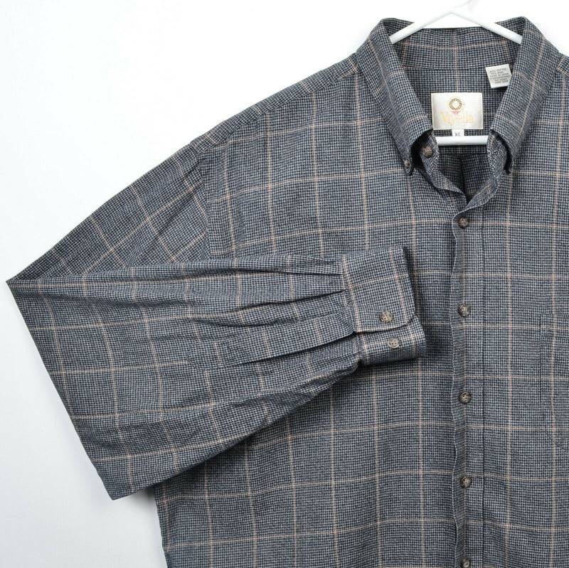 Viyella Men's XL Flannel Cotton Wool Blend Houndstooth Plaid Button-Down Shirt
