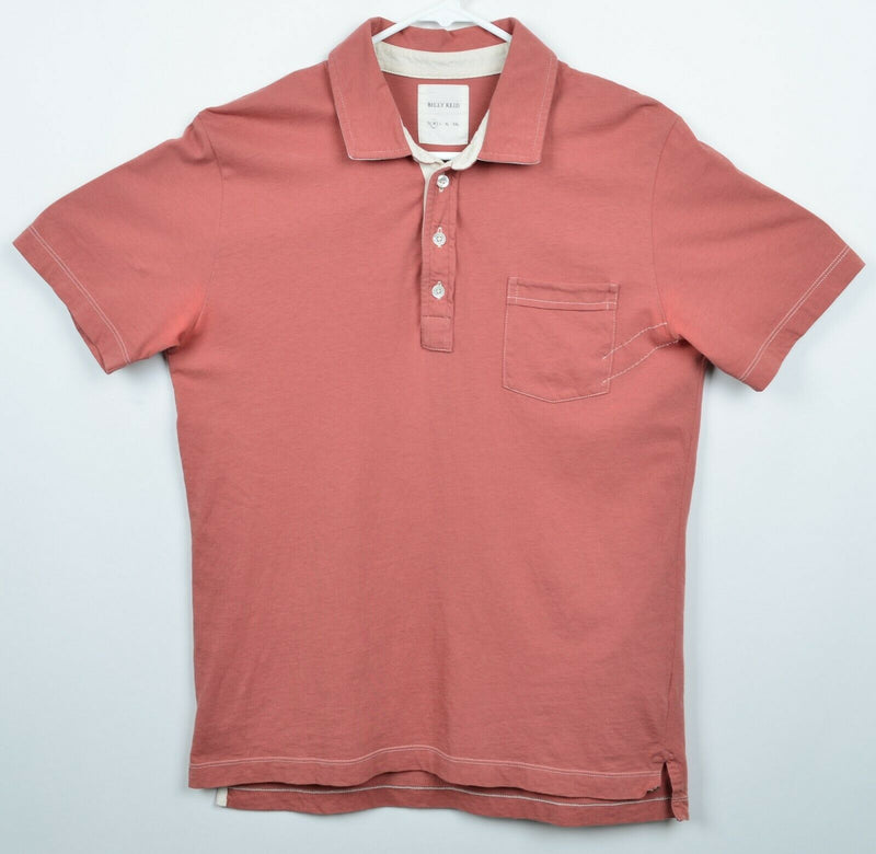 Billy Reid Men's Sz Medium Salmon Pink Short Sleeve Pocket Polo Shirt